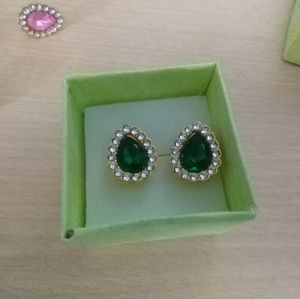 Emerald Green Artificial Diamond Rhinestone Stud Earrings